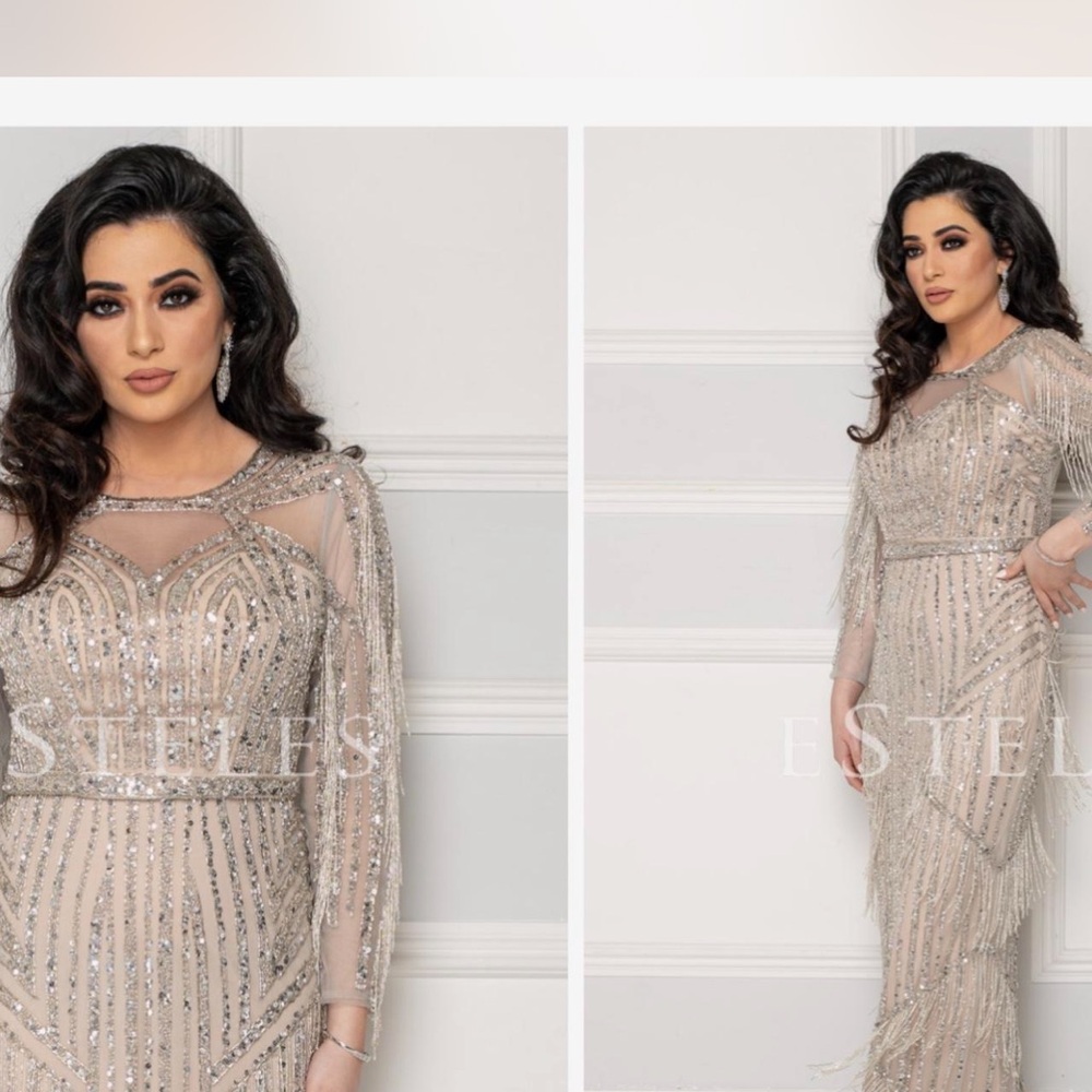 Elegant Silver Evening Gown